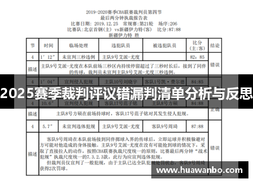 2025赛季裁判评议错漏判清单分析与反思